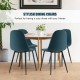 Set of 2 blue dining chairs with black metal legs, featuring ergonomic backrests for cozy dining experiences.